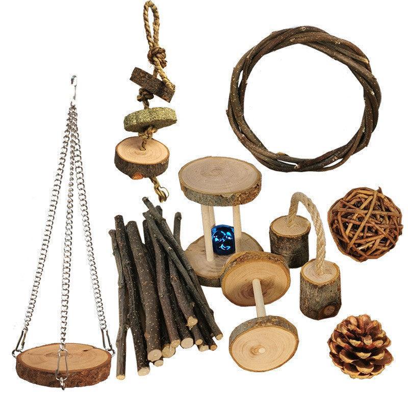 Natural Wood Play Molar Toy Set For Hamsters, Rabbits, And Birds.