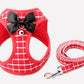 Grid Pattern Cat Chain Traction Rope Set With Chest Harness And Collar - Pets Perfect