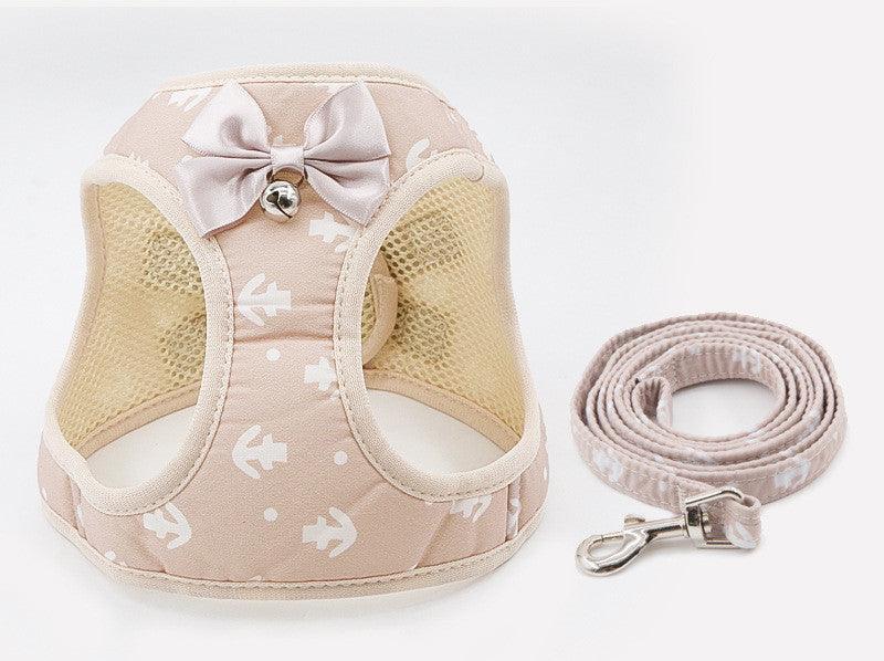 Grid Pattern Cat Chain Traction Rope Set With Chest Harness And Collar - Pets Perfect