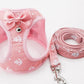 Grid Pattern Cat Chain Traction Rope Set With Chest Harness And Collar - Pets Perfect