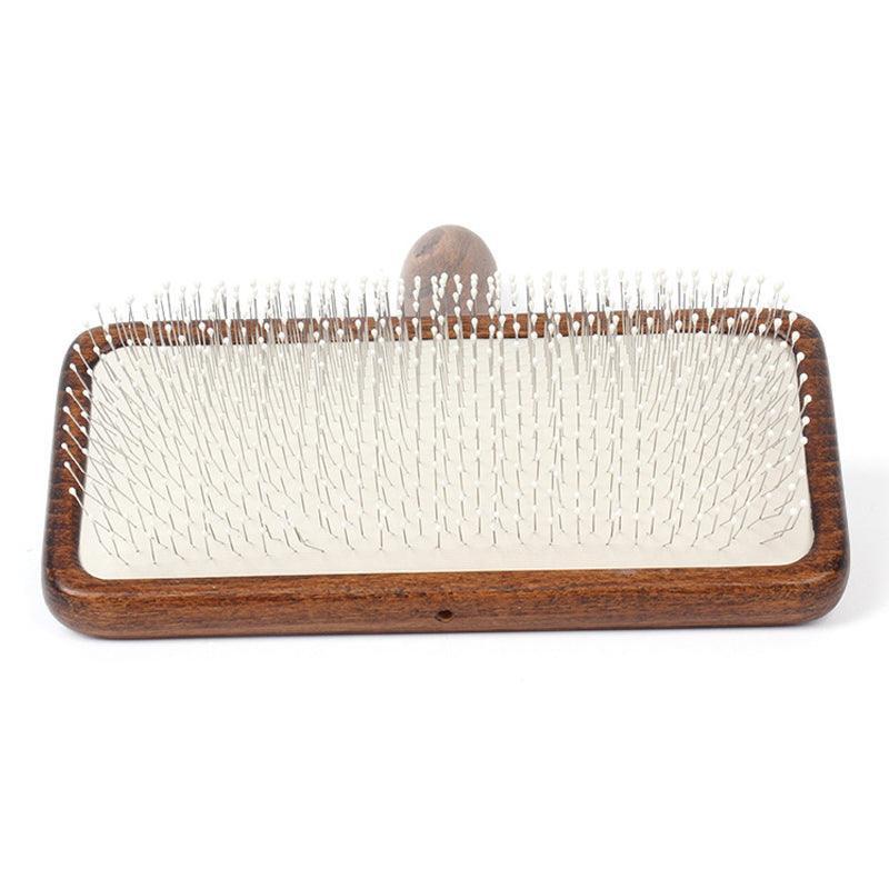 Wooden Handle Rake Comb - Undercoat Detangling Tool for Dogs