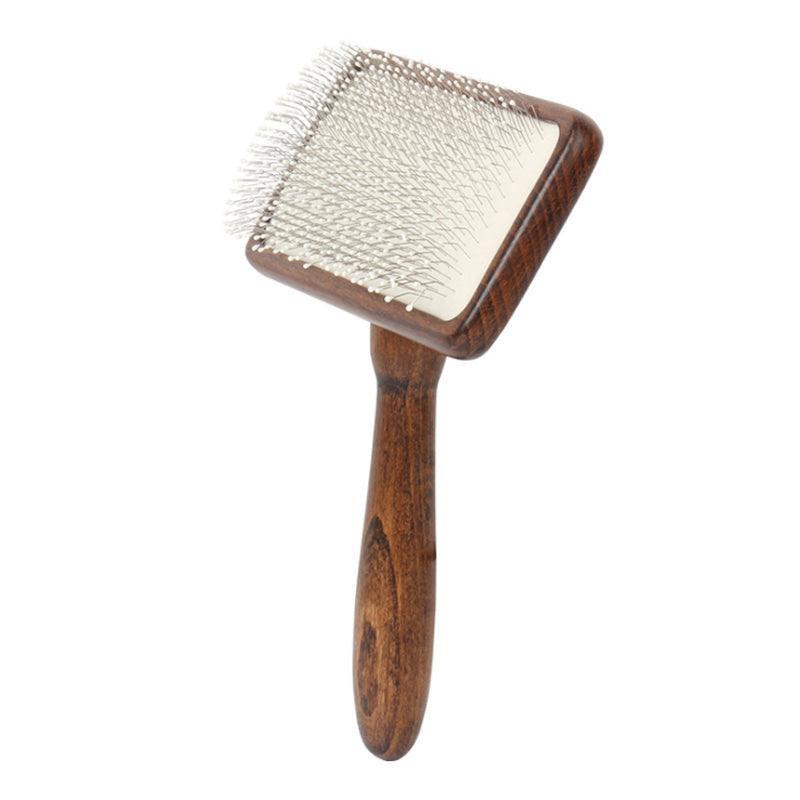 Wooden Handle Rake Comb - Undercoat Detangling Tool for Dogs