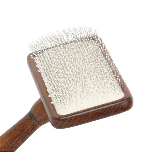 Wooden Handle Rake Comb - Undercoat Detangling Tool for Dogs