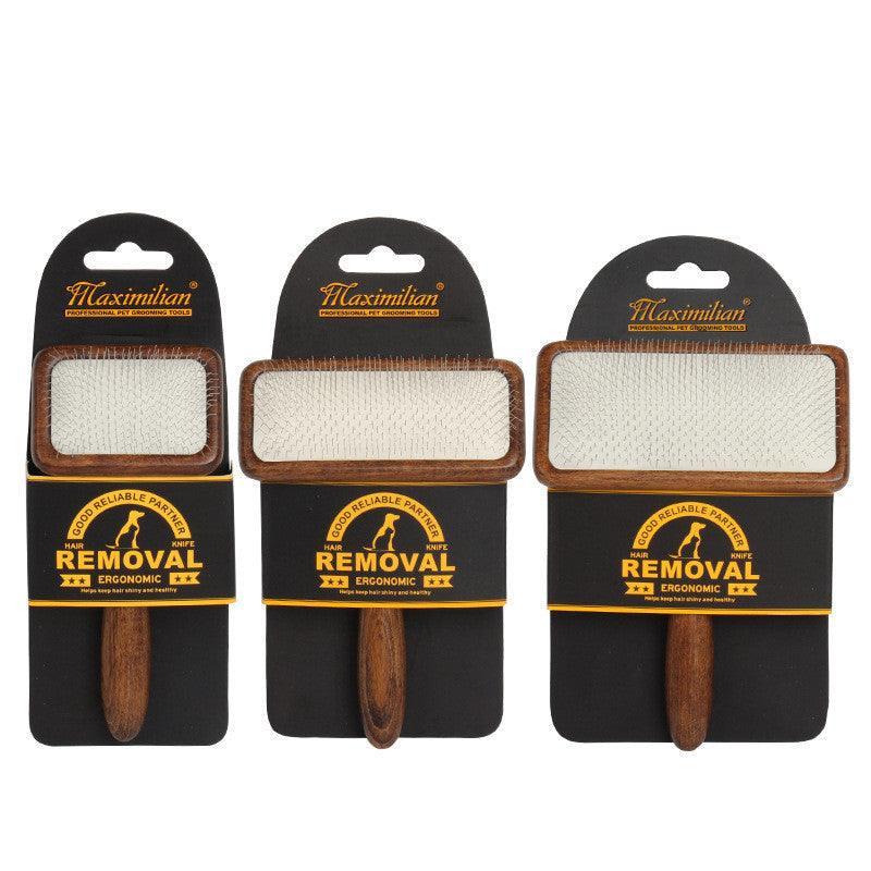 Wooden Handle Rake Comb - Undercoat Detangling Tool for Dogs