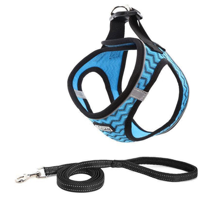 Reflective Mesh Dog Leash And Harness Set - Lightweight And Comfortable Traction Suit For Dogs - Pets Perfect