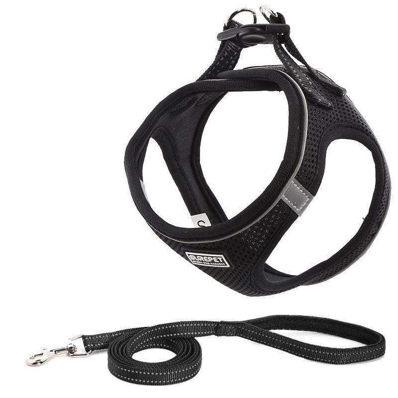 Reflective Mesh Dog Leash And Harness Set - Lightweight And Comfortable Traction Suit For Dogs - Pets Perfect
