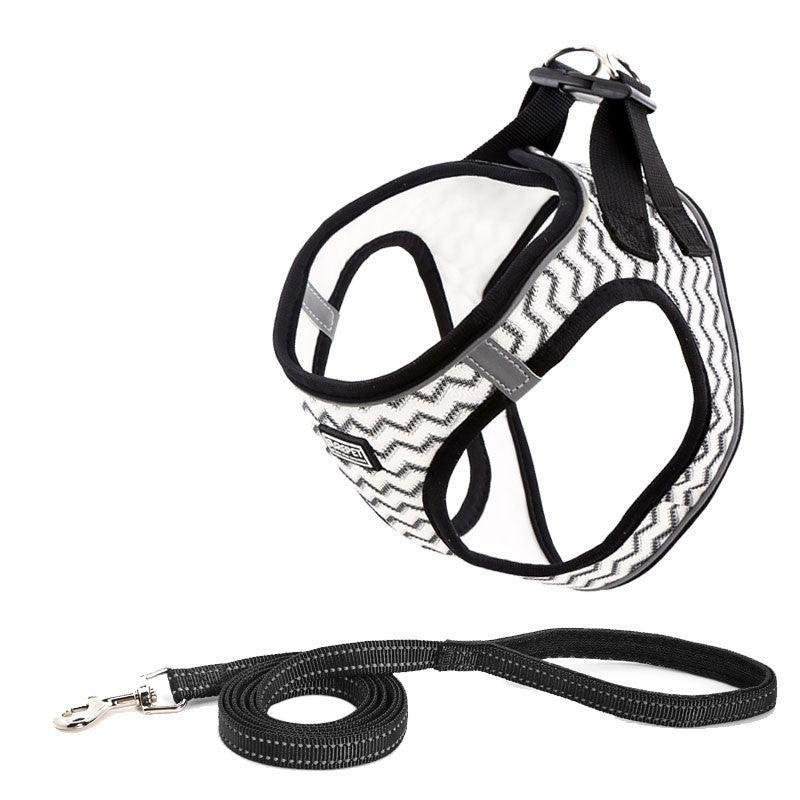 Reflective Mesh Dog Leash And Harness Set - Lightweight And Comfortable Traction Suit For Dogs - Pets Perfect