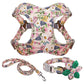 Floral Print Dog Collar Harness Leash Set For Small, Medium, Large Dogs - Stylish Pet Accessories - Pets Perfect