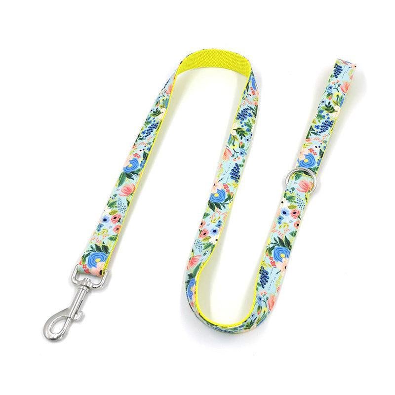 Premium Garden Collection Dog Leash and Collar Set - Yellow Midsummer Garden Design - Pets Perfect