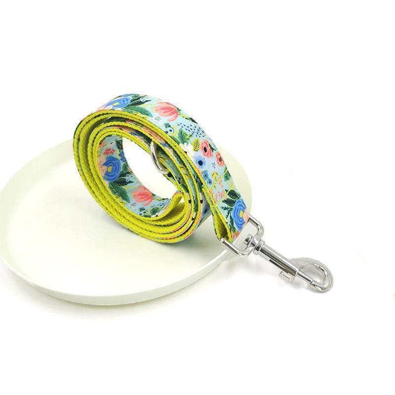 Premium Garden Collection Dog Leash and Collar Set - Yellow Midsummer Garden Design - Pets Perfect