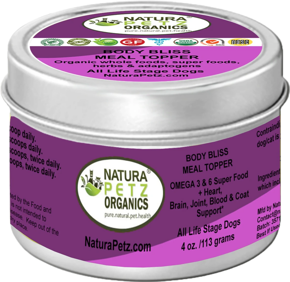 The Petz Kitchen Body Bliss Sacha Inchi Meal Topper, Omega 3, 4 OZ. DOG/1