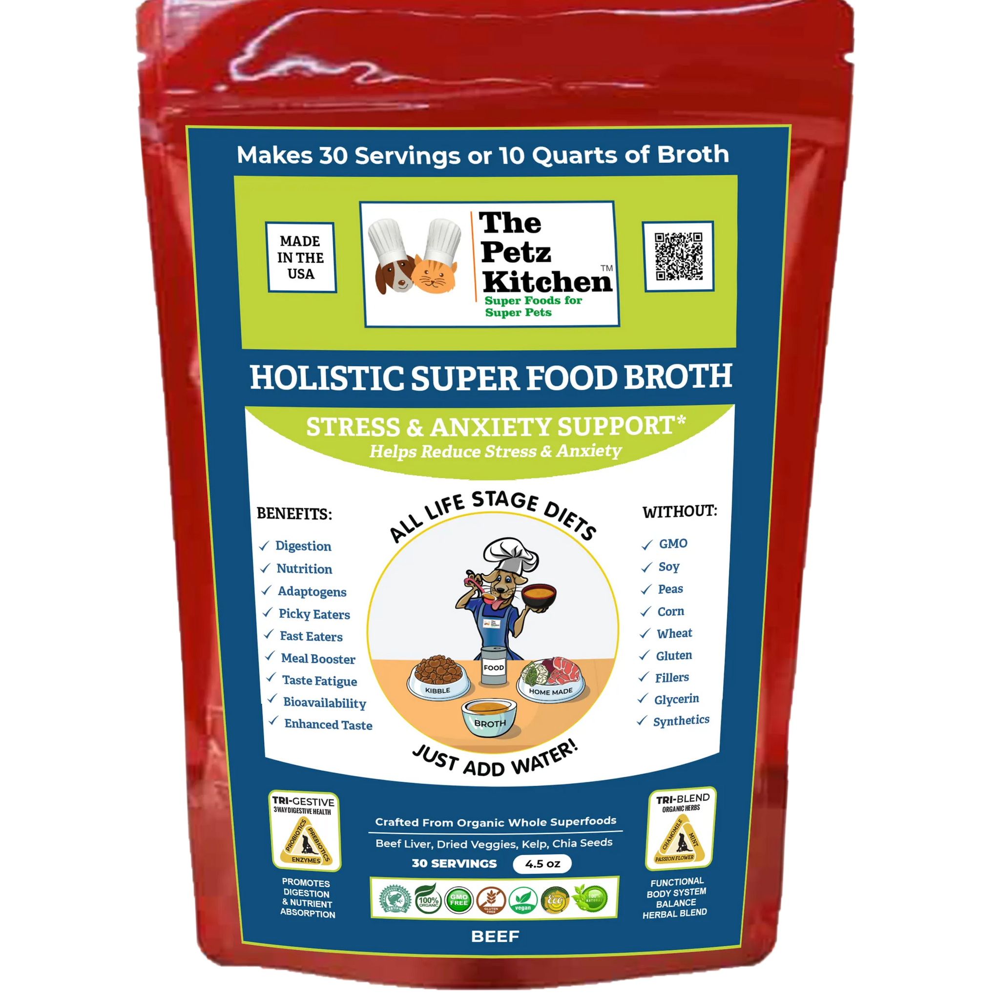 Super Food Broth Stress & Anxiety Support* The Petz Kitchen Dogs & Cats