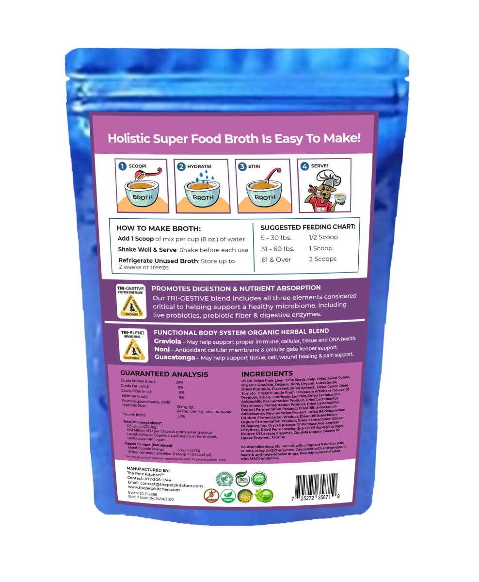 Super Food Broth Tissue & Cellular Support For Dogs* The Petz Kitchen Lipoma & Tissue Support* - Pets Perfect