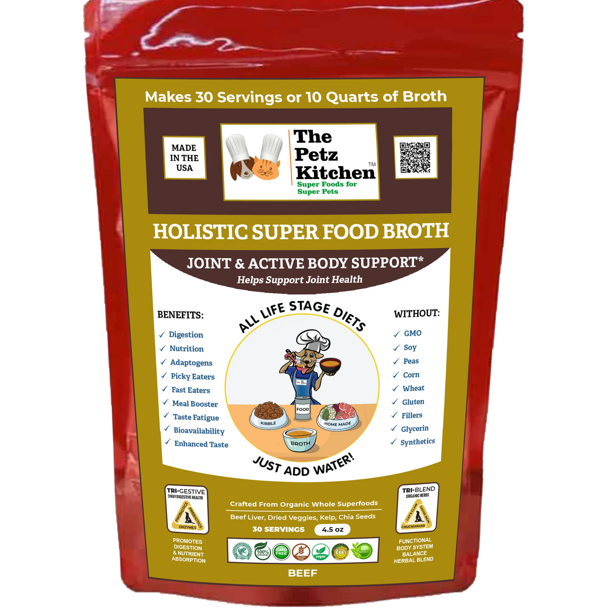 Super Food Broth Joint & Active Body Support* The Petz Kitchen Dogs & Cats*