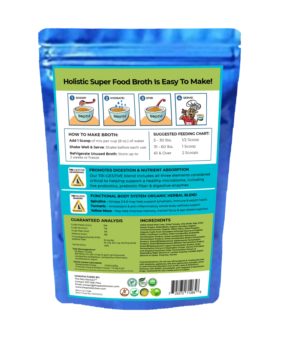 Super Food Broth One & Done* Vitamin, Mineral & Enzyme The Petz Kitchen Dogs Cats - Pets Perfect