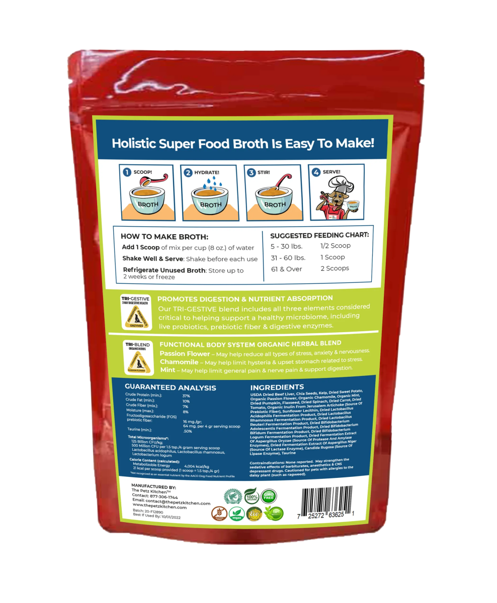 Super Food Broth Stress & Anxiety Support* The Petz Kitchen Dogs & Cats - Pets Perfect