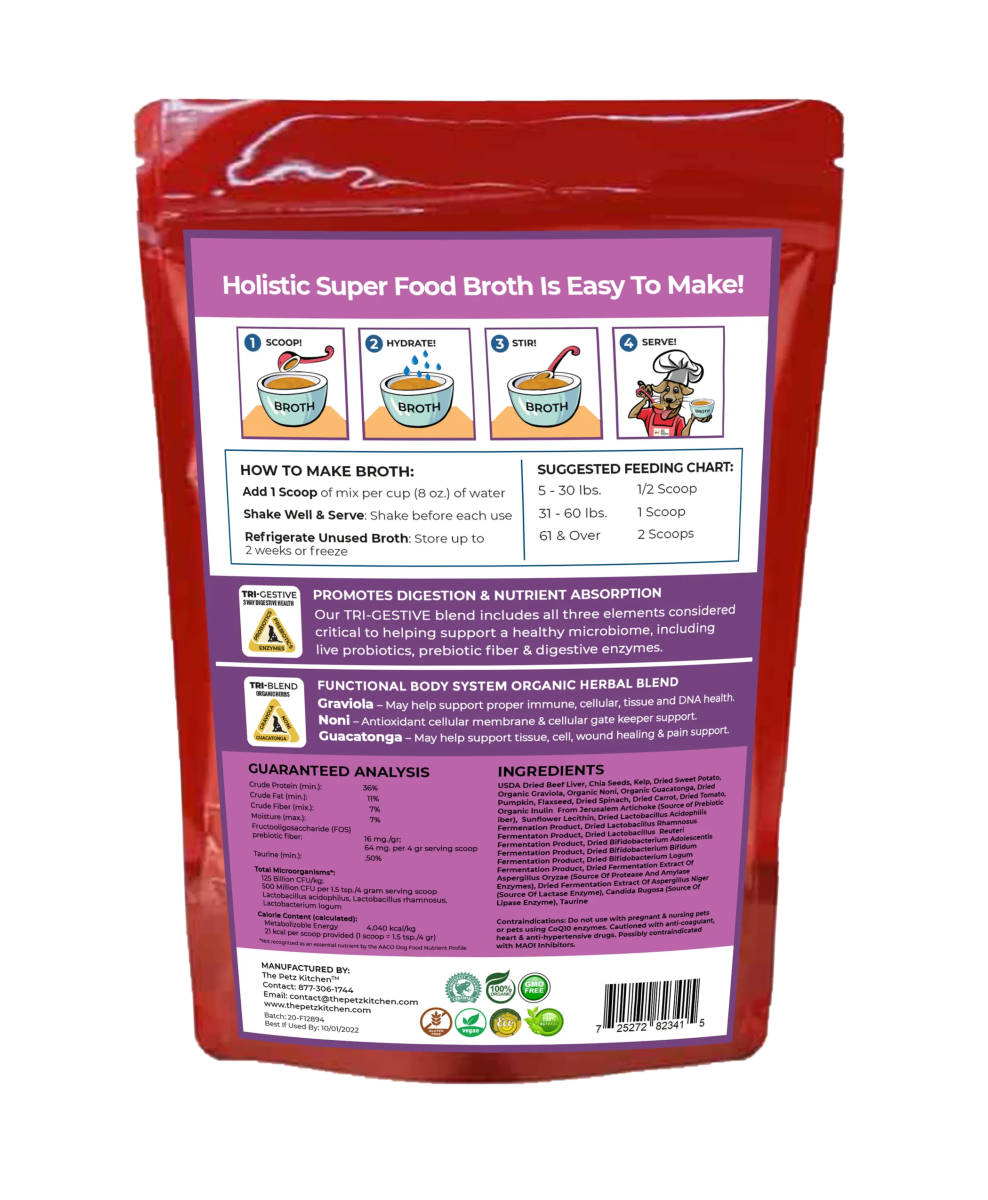 Super Food Broth Tissue & Cellular Support For Dogs* The Petz Kitchen Lipoma & Tissue Support* - Pets Perfect