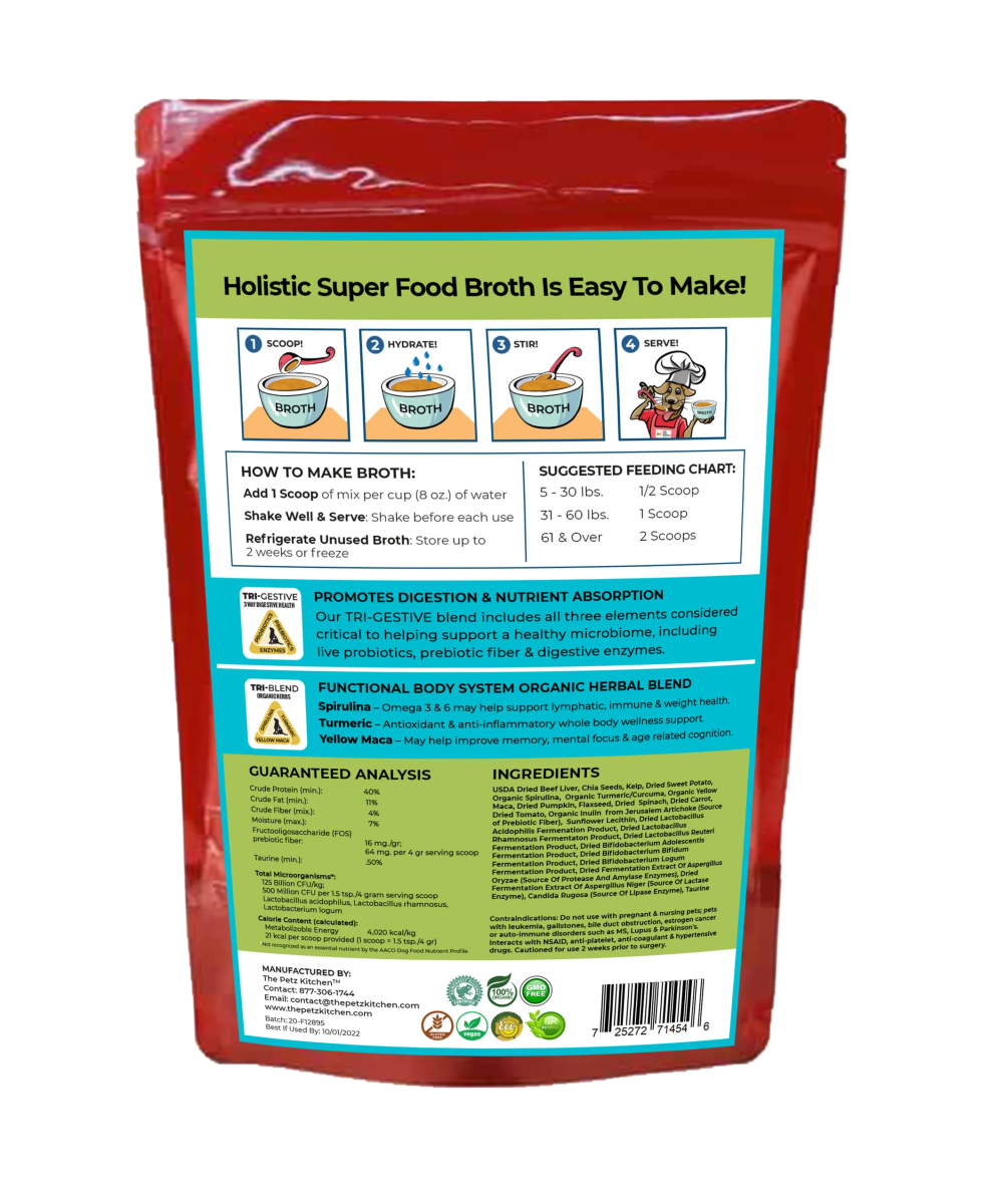 Super Food Broth One & Done* Vitamin, Mineral & Enzyme The Petz Kitchen Dogs Cats - Pets Perfect