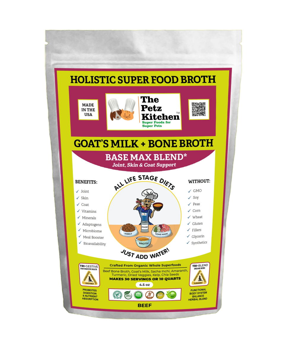 Goats Milk + Bone Broth Base Max* Joint, Skin & Coat Support Broth* The Petz Kitchen Dog & Cat - Pets Perfect