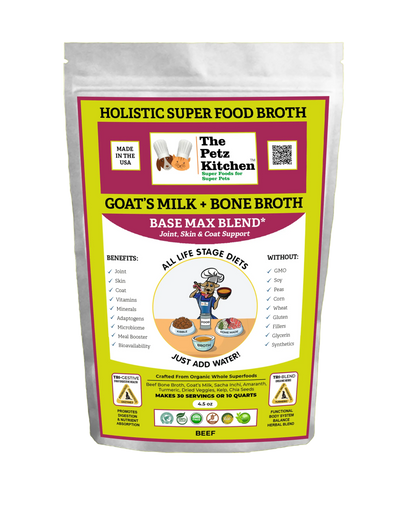 Goats Milk + Bone Broth Base Max* Joint, Skin & Coat Support Broth* The Petz Kitchen Dog & Cat - Pets Perfect