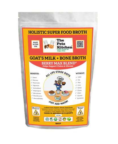 Goats Milk + Bone Broth Berry Max Antioxidant Vision & Glucose Support Broth* The Petz Kitchen Dog & Cat Holistic Super Foods* - Pets Perfect