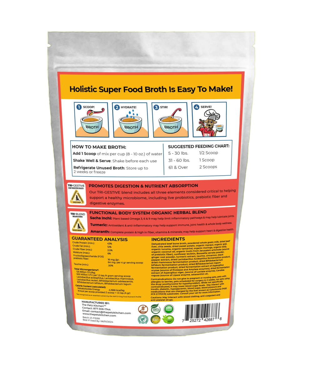 Goats Milk + Bone Broth Berry Max Antioxidant Vision & Glucose Support Broth* The Petz Kitchen Dog & Cat Holistic Super Foods* - Pets Perfect