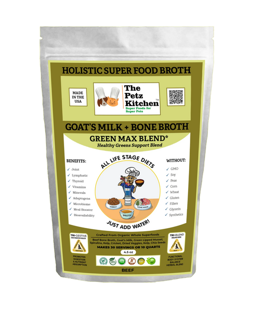 Goats Milk + Bone Broth Green Max Blend* Omega 3 & 6 Vitamin & Mineral Support* The Petz Kitchen Dog & Cat - Pets Perfect