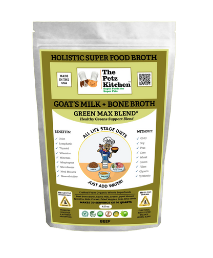 Goats Milk + Bone Broth Green Max Blend* Omega 3 & 6 Vitamin & Mineral Support* The Petz Kitchen Dog & Cat - Pets Perfect