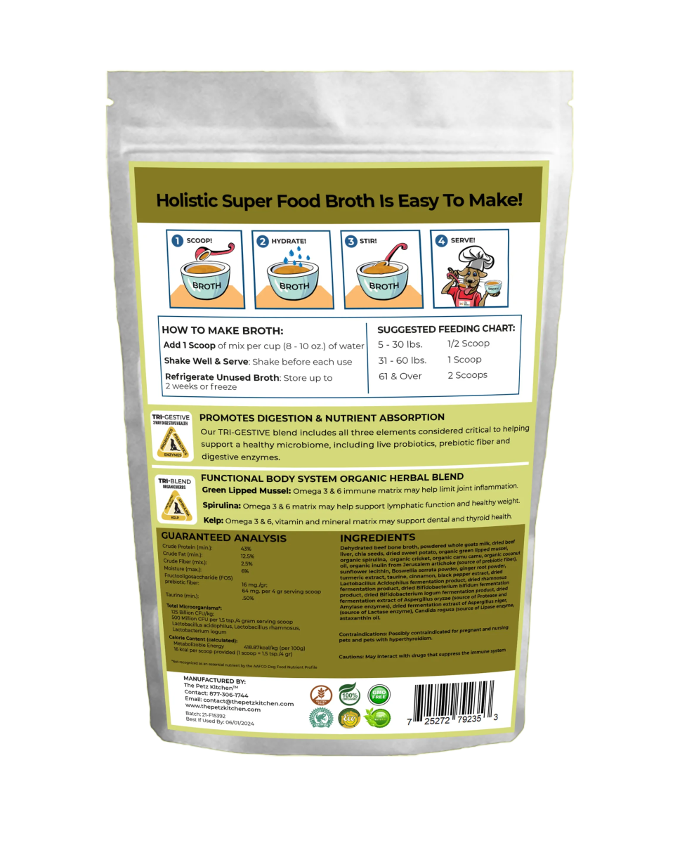 Goats Milk + Bone Broth Green Max Blend* Omega 3 & 6 Vitamin & Mineral Support* The Petz Kitchen Dog & Cat - Pets Perfect