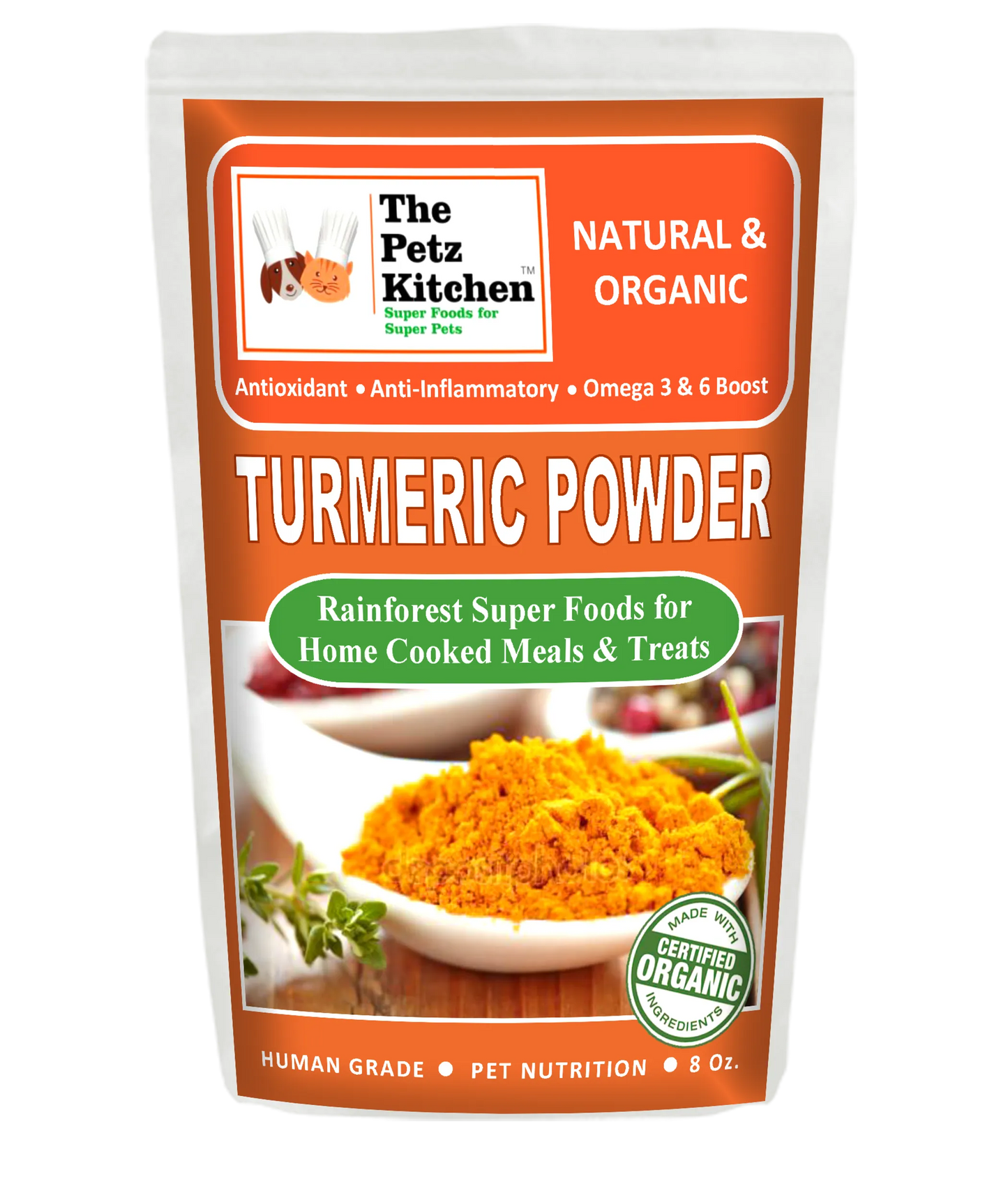 The Petz Kitchen Turmeric Curcuma - Joint Wellness Support for Pets | Organic Human Grade