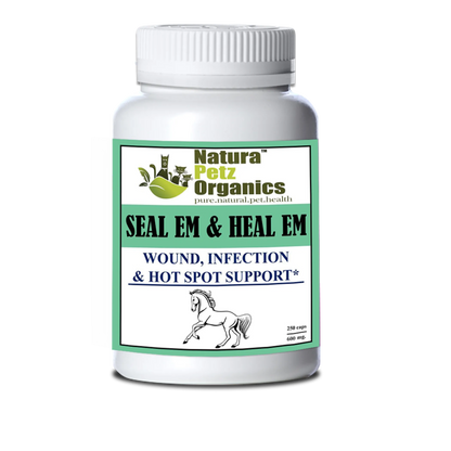 Seal Em & Heal Em Capsules Equine - Wound, Infection Ulcer Bite Bleeding & Hot Spot Support* - Pets Perfect