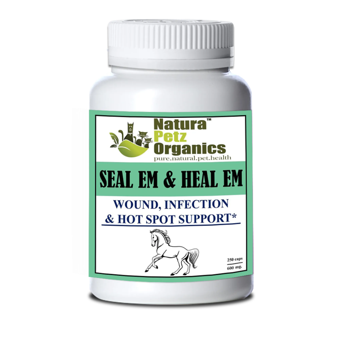 Seal Em & Heal Em Capsules Equine - Wound, Infection Ulcer Bite Bleeding & Hot Spot Support* - Pets Perfect