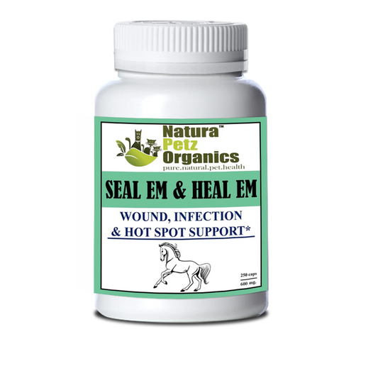 Seal Em & Heal Em Capsules Equine - Wound, Infection Ulcer Bite Bleeding & Hot Spot Support* - Pets Perfect