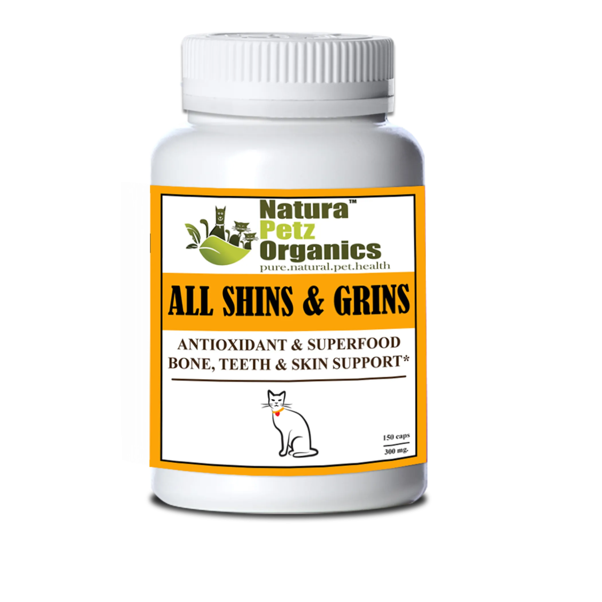 All Shins & Grins Capsules - Antioxidant Super Food Bone, Eye, Teeth & Skin Support Dog & Cat* - Pets Perfect