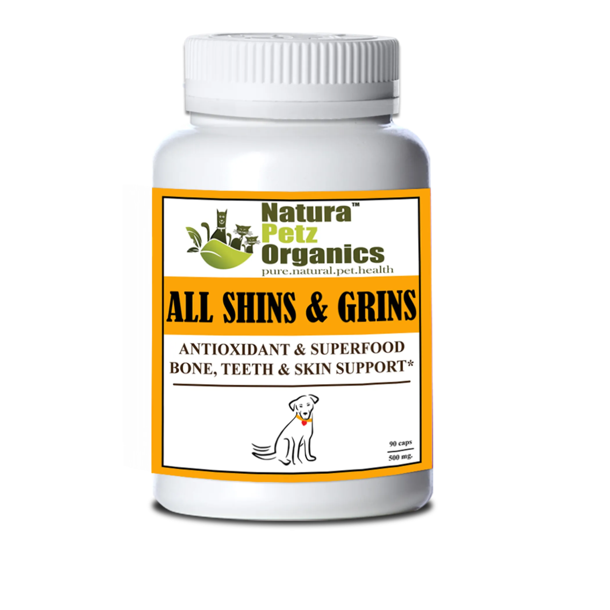 All Shins & Grins Capsules - Antioxidant Super Food Bone, Eye, Teeth & Skin Support Dog & Cat* - Pets Perfect