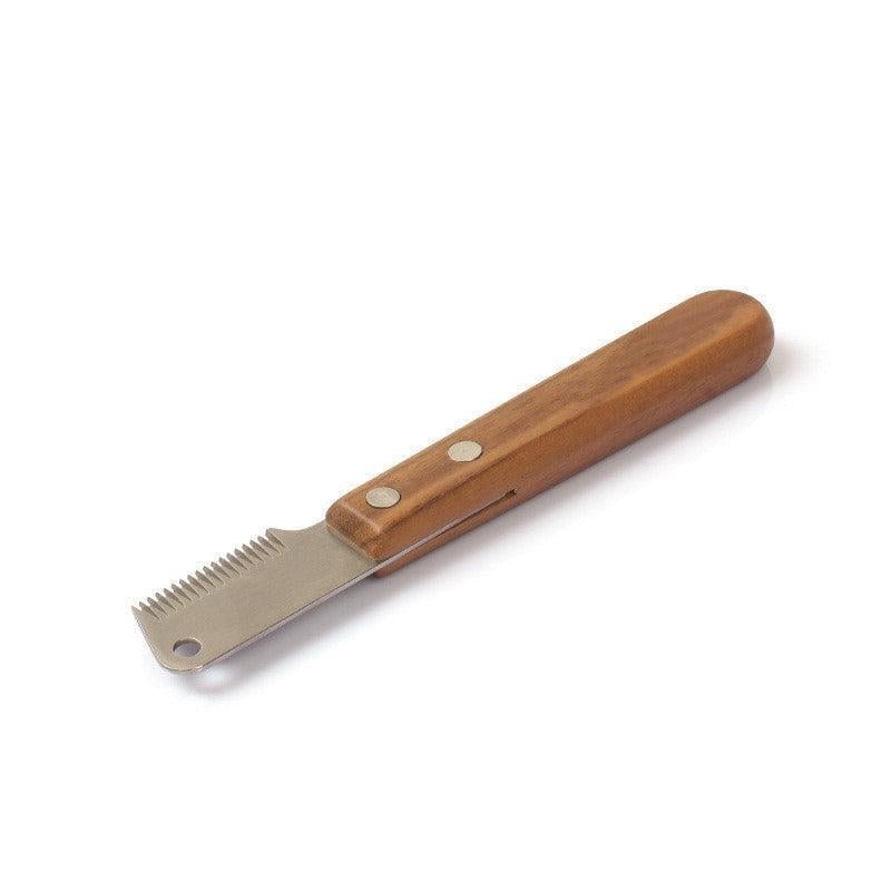 Walnut Handle Stripping Comb - Stainless Steel Plucking Knife for Terrier Dogs - Pets Perfect