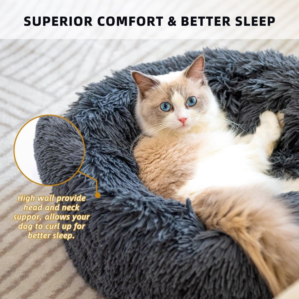 Luxury Plush Donut Pet Bed: Cozy Haven For Small Dogs And Cats - Pets Perfect