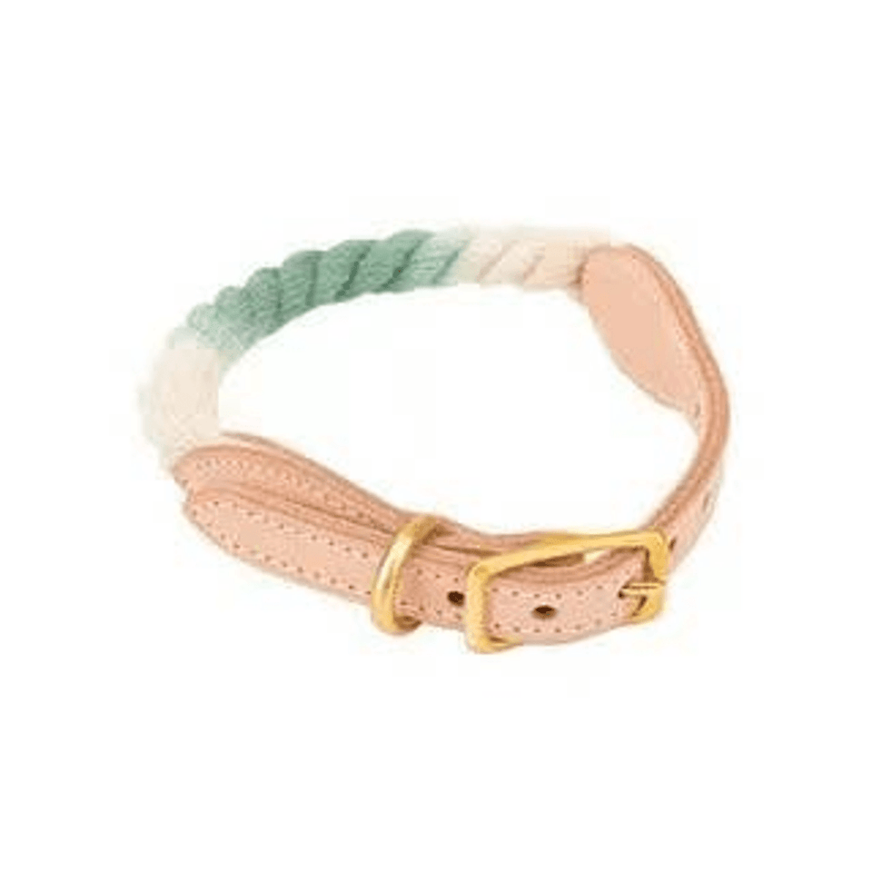 Luxe Royal Leather Dog Collar with Durable Brass O-Ring, Mint Green/M, view 71