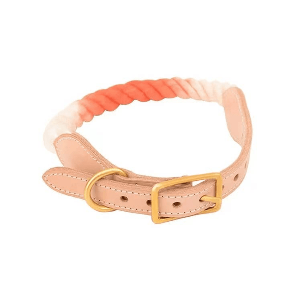 Luxe Royal Leather Dog Collar with Durable Brass O-Ring, Salmon, view 43