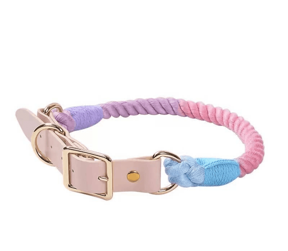 Luxe Royal Leather Dog Collar with Durable Brass O-Ring, Purple Love, view 73