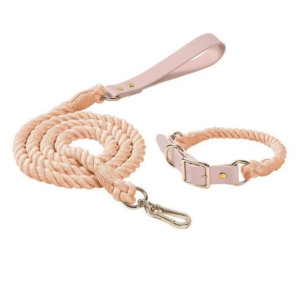 Luxe Royal Pink Leather Dog Rope Dog Leash and Dog Collar Set, Forest, view 9