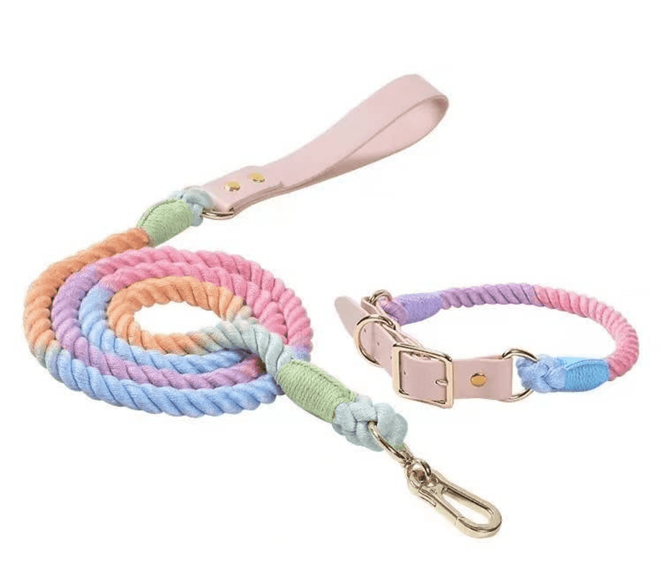 Luxe Royal Pink Leather Dog Rope Dog Leash and Dog Collar Set, Purple/M, view 29