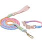 Luxe Royal Pink Leather Dog Rope Leash and Collar Set - Pets Perfect