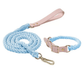 Luxe Royal Pink Leather Dog Rope Leash and Collar Set - Pets Perfect