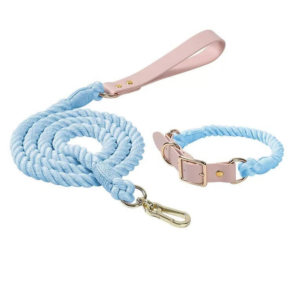 Luxe Royal Pink Leather Rope Dog Leash and Dog Collar Set, Unicorn, view 19