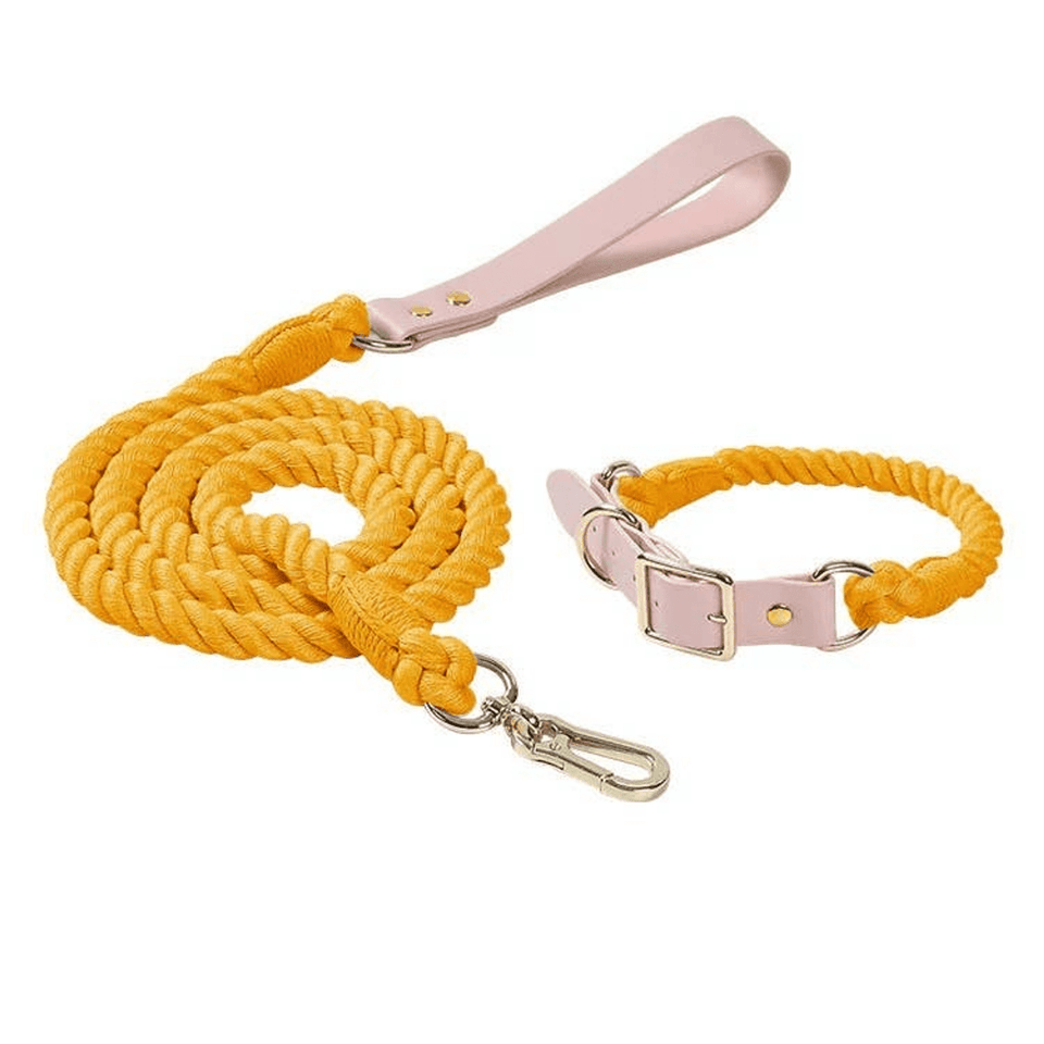 Luxe Royal Pink Leather Dog Rope Dog Leash and Dog Collar Set, Sky Blue/M, view 17