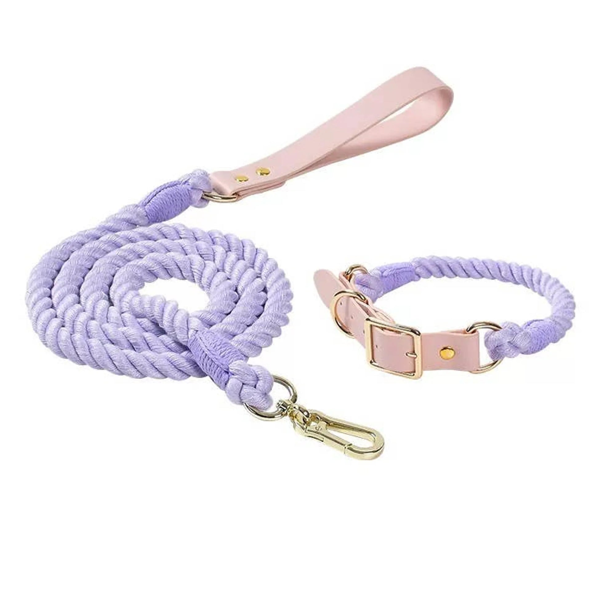 Luxe Royal Leather Rope Leash and Collar Set - Size: | Pack Of: 1 - Pets Perfect