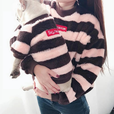Pawsome Pet Super Dog Matching Set - Pet & Owner Heart Print Terry Cardigan Sweater - Pets Perfect