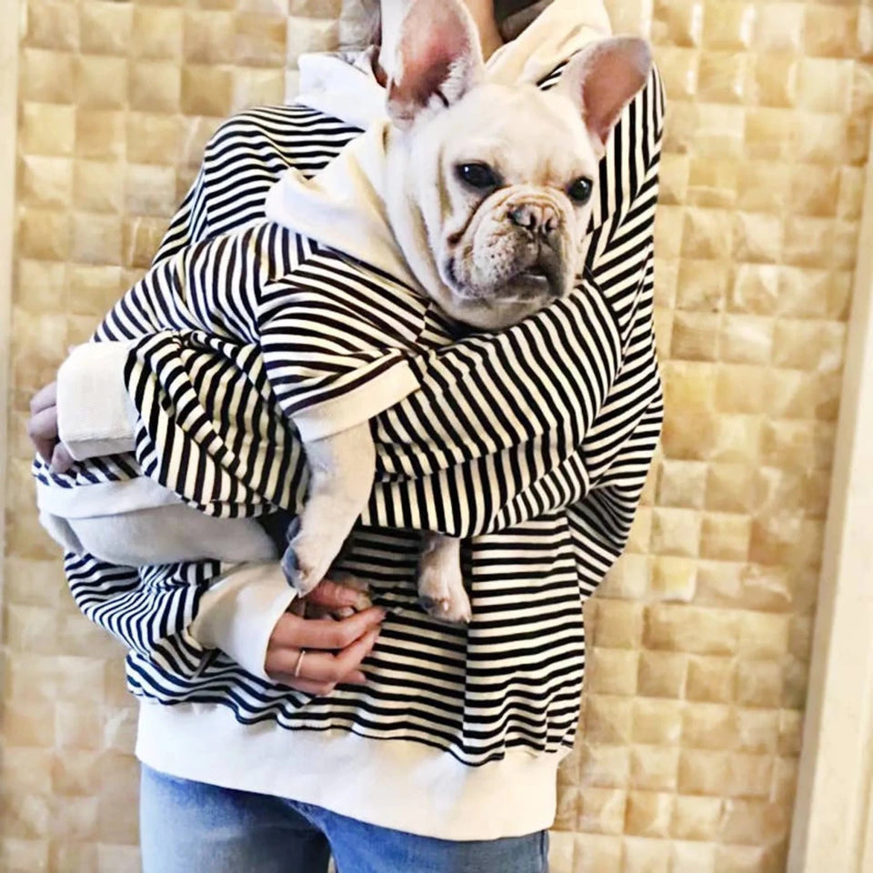 Pawsome Pet Black Stripe Matching Set - Pet & Owner Heart Print Terry Cardigan Sweater - Pets Perfect