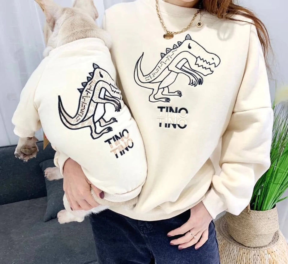 Dinosaur Love Matching Pet and Owner Cardigan Sweater Set - Pets Perfect